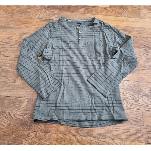 T-Shirt Manches Longues Garçon Kiabi Kaki À Rayure Taille 10ans