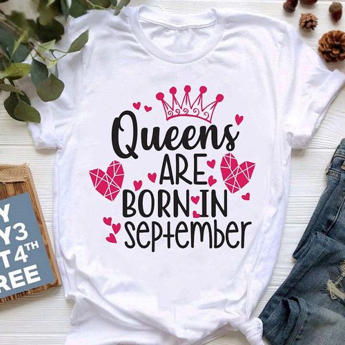 Golden Crown Queen Are Born In January To December Graphic Print T-Shirt For Women Clothes","Birthday Gift