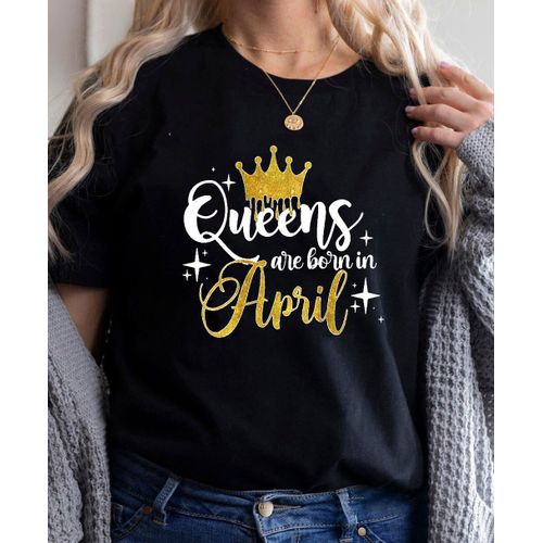 Golden Crown Queen Are Born In January To December Graphic Print T-Shirt For Women Clothes","Birthday Gift