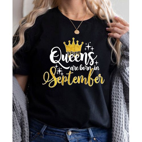 Golden Crown Queen Are Born In January To December Graphic Print T-Shirt For Women Clothes","Birthday Gift