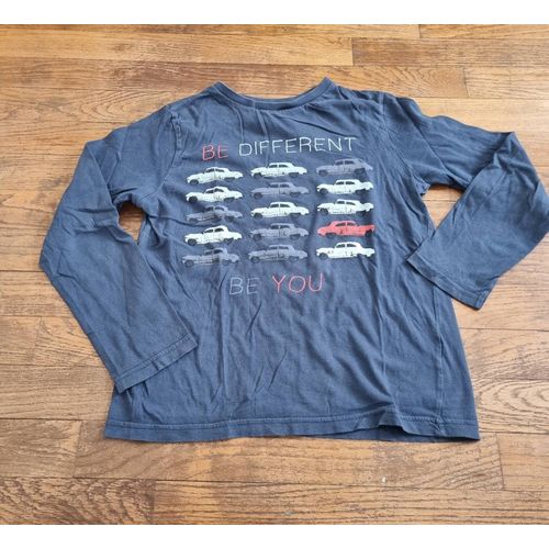T-Shirt Manche Longue Kiabi Bleu Foncé Imprimé Voiture Taille 10ans