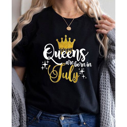 Golden Crown Queen Are Born In January To December Graphic Print T-Shirt For Women Clothes","Birthday Gift