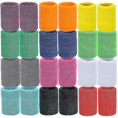 12 Pairs Sweatbands Wrist Cotton Sports Wristbands Absorbent Sweatbands For Men Women Children, Random Color