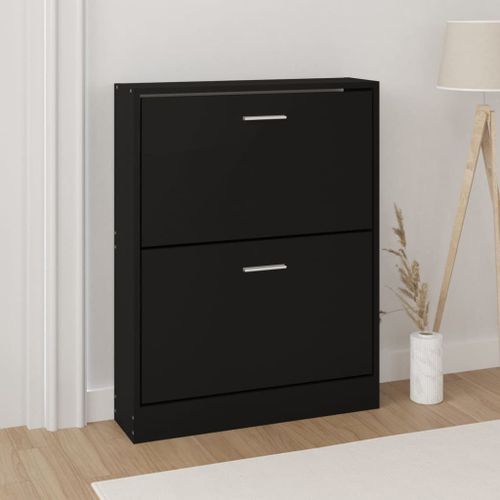 Vidaxl Armoire À Chaussures Noir 59x17x81 Cm Bois D'ingénierie