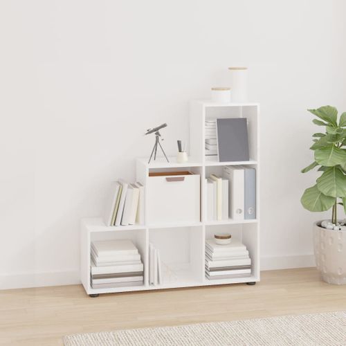 Vidaxl Bibliothèque Escalier Blanc Brillant 107 Cm Bois D'ingénierie