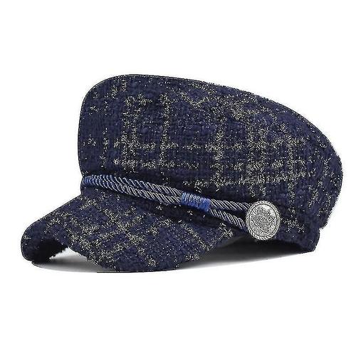 -Hiver Chaîne Laine Noire Bérets Militaires Pour Femmes Femme Plat Armée Casquette Chapeau De Marin Fille Bérets Voyage