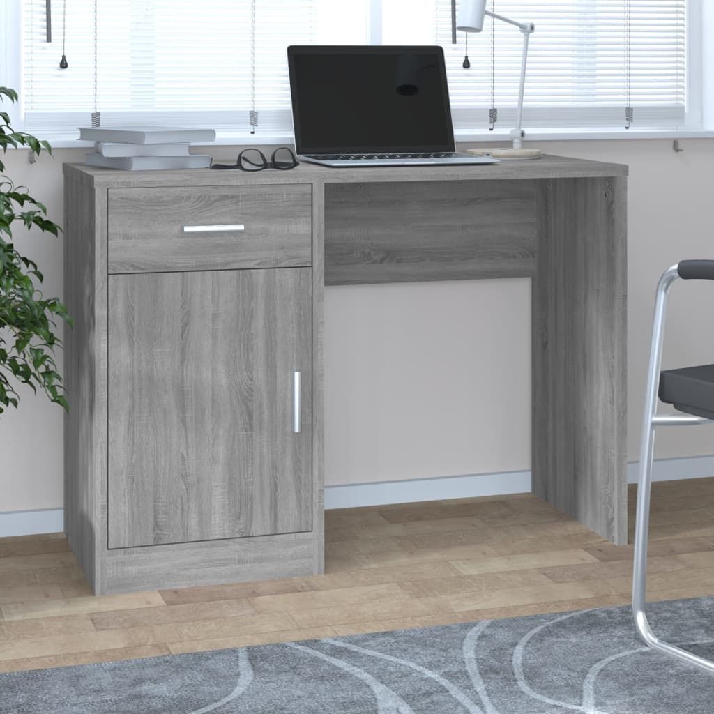 Vidaxl Bureau Avec Tiroir Et Armoire Sonoma Gris 100x40x73 Cm