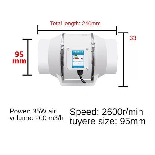 Ventilateur De Conduit De Tuyau En Ligne Silencieux",Aérateur Extracteur,Ventilation Domestique,Cuisine,Toilettes,Mur D'air,Livres,4 "",5/6"","Ho220 V - Type 4 Inch #B