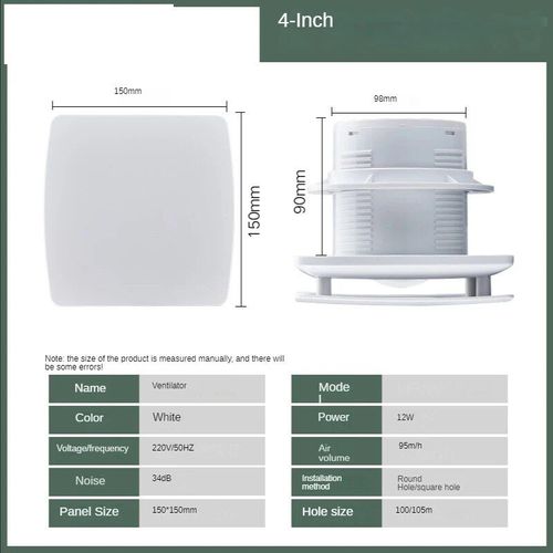 HOWall-Ventilateur de Ventilation à Faible Bruit",Silencieux,Tuyau Mural,Extracteur d'Air de Cuisine,Conduit,4 Pouces,6 en Effet,"220V - Type 4inch