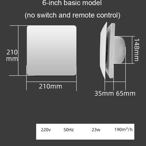 Ventilateur à grande vitesse avec télécommande",extracteur pour toilettes,cuisine,fenêtre murale,"4/6 pouces - Type 6 inch basic model #B