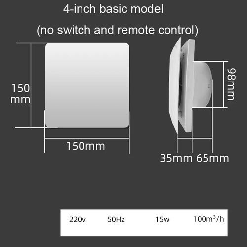 Ventilateur à grande vitesse avec télécommande",extracteur pour toilettes,cuisine,fenêtre murale,"4/6 pouces - Type 4 inch basic model #B