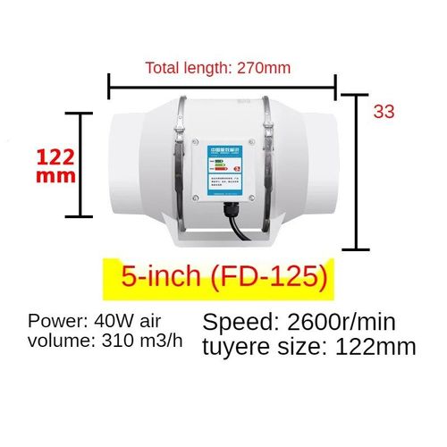 Ventilateur de conduit de tuyau en ligne silencieux",aérateur extracteur,ventilation domestique,cuisine,toilettes,mur d'air,livres,4 "",5/6"","HO220 V - Type 5 inch #A