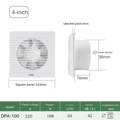 Ventilateur Extracteur de 4",6 ou 8 Pouces,Souffleur d'Air à Grande Vitesse,pour Toilettes,Fenêtre et Mur,"Ventilateur électrique - Type 4inch