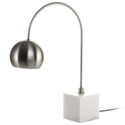 Paris Prix - Lampe À Poser En Marbre "Bella" 58cm Argent & Blanc