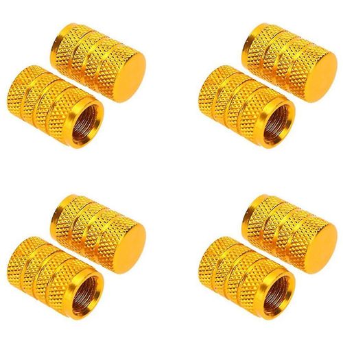 8x Alloy Tire Valve Cap, Bicycle, Motorcycles And Car With Schrader Valve, Gold