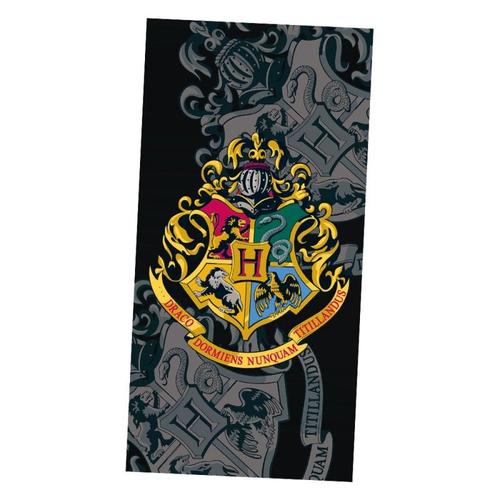 Serviette De Plage Noire Harry Potter Blason Poudlard