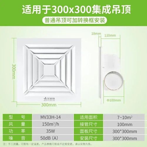 Ventilateur de plafond avec accès Emmett",ventilateur de cuisine en porcelaine,silencieux injuste,HO10/12 V,8 po,"220 po - Type installation 300x300 #E