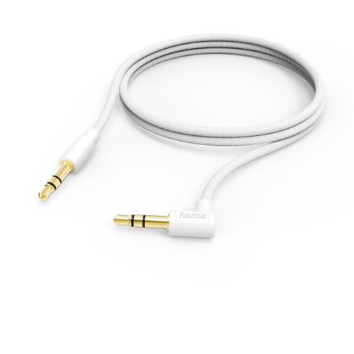 CABLE AUXILIAIRE, 3.5 MM JACK - 3.5 MM JACK, ANGLE 90°, 1M, BLANC