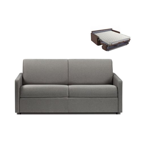 Canapé 3 Places Convertible Express En Tissu Calife - Gris Clair - Couchage 140 Cm - Matelas 14 Cm
