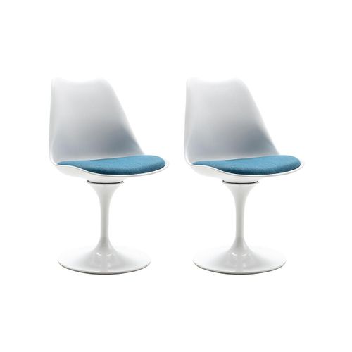 Lot De 2 Chaises - Polypropylène Et Métal - Bleu Et Blanc - Xafy