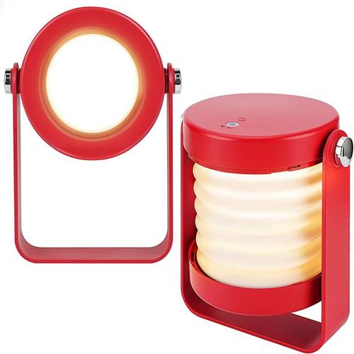 Lampe de Table Rechargeable Portable Lampe de Table de Chevet Gradable¿luminosité réglable pour lecture camping (Rouge)