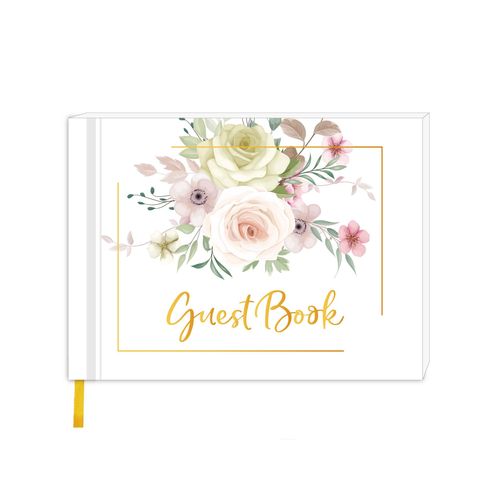 Livre D'or Avec Feuille D'or, Livre D'or De Mariage, Livre D'or À Couverture Rigide A