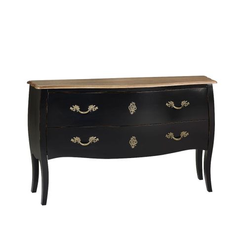 Robin Des Bois - Alienor - Commode Style Classique, Plateau Chêne, 2 Tiroirs, Fsc® - Noir