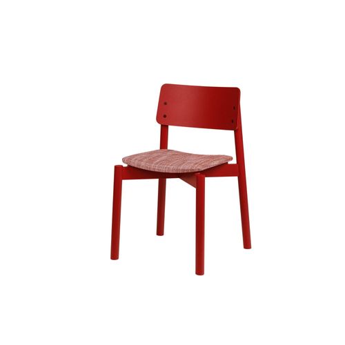 Chaise En Bois De Hêtre Avec Assise Rembourrée, Rouge