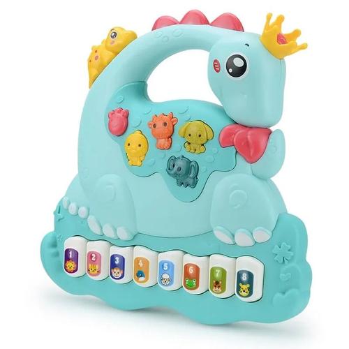 Jouets De Piano Dinosaure Pour B¿¿B¿¿",Jouet Lumineux Avec Son,Clavier De Piano,"Cadeau Pour Les Tout-Petits De 12 Mois Et Plus - Type Blue