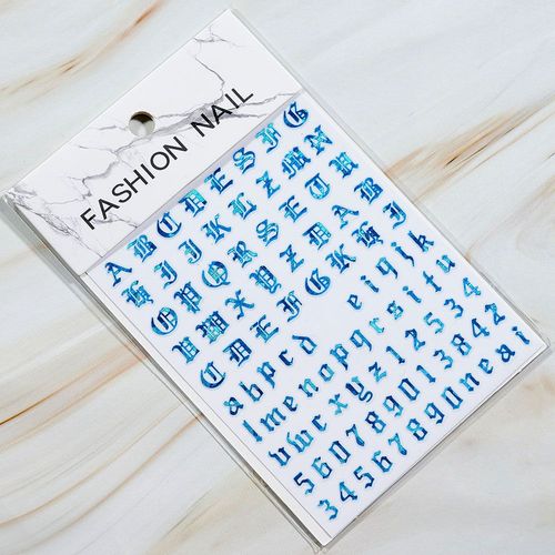 Autocollants Holographiques Avec Lettres Romaines Pour Nail Art",D¿¿Calcomanies Adh¿¿Sives,Alphabet,Ancien Anglais,Gothique,Curseur De Manucure,"10x8cm #B 