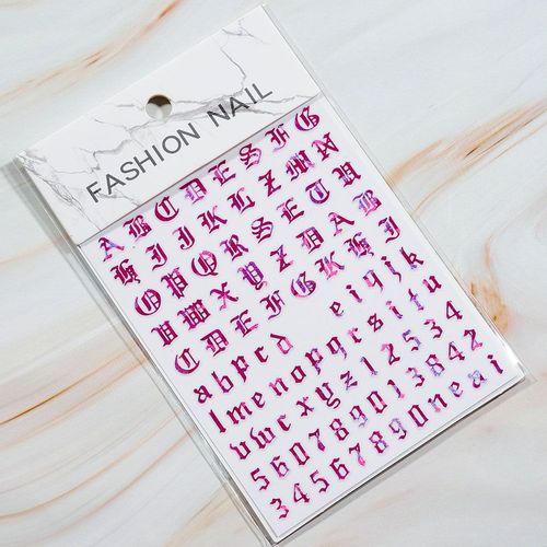 Autocollants Holographiques Avec Lettres Romaines Pour Nail Art",D¿¿Calcomanies Adh¿¿Sives,Alphabet,Ancien Anglais,Gothique,Curseur De Manucure,"10x8cm #H 