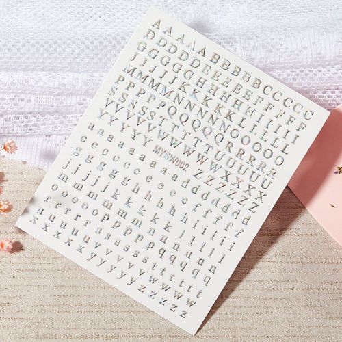 Autocollants Holographiques Avec Lettres Romaines Pour Nail Art",D¿¿Calcomanies Adh¿¿Sives,Alphabet,Ancien Anglais,Gothique,Curseur De Manucure,"10x8cm #P 