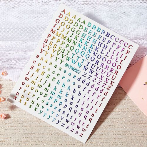 Autocollants Holographiques Avec Lettres Romaines Pour Nail Art",D¿¿Calcomanies Adh¿¿Sives,Alphabet,Ancien Anglais,Gothique,Curseur De Manucure,"10x8cm #O 