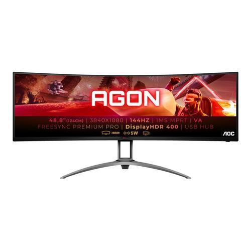 AOC Gaming AG493QCX - AGON Series - écran LED - jeux - incurvé - 49" (48.8" visualisable) - 3840 x 1080 DFHD @ 144 Hz - VA - 400 cd/m² - DisplayHDR 400 - 1 ms - 2xHDMI, 2xDisplayPort -...