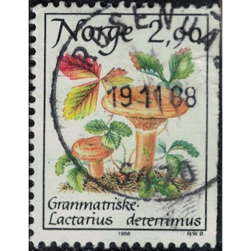 Norvège 1988 Oblitéré Used Champignon Lactarius Deterrimus Lactaire Des Épinettes Y&t No 947 Su
