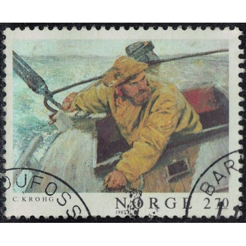 Norvège 1987 Oblitéré Used Peinture Helm A Lee Par Christian Krohg Y&t No 931 Su