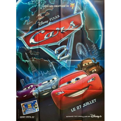 Cars 2 / Walt Disney / Pixar - Affiche Originale De Cinéma - Format 120x160 Cm - Un Film De Brad Lewis, John Lasseter Avec Les Voix De Lambert Wilson, Guillaume Canet, Mélanie Doutey / Deux - 2011