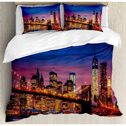Juste De New York 202 Lon",Nyc Qui Ne Dort Jamais,R¿¿Flexion Sur Manhattan East River City,Sc¿¿Ne De Nuit,Literie D¿¿Corative Pour Chambre,Rose,"Bleu