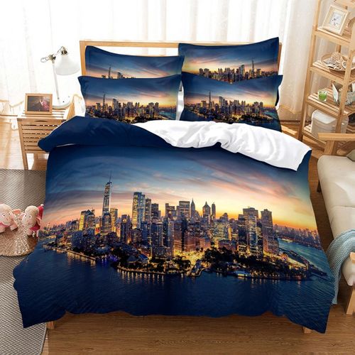Juste De New York 202 Lon",Nyc Qui Ne Dort Jamais,R¿¿Flexion Sur Manhattan East River City,Sc¿¿Ne De Nuit,Literie D¿¿Corative Pour Chambre,Rose,"Bleu