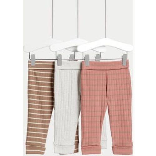 Lot De 3 Leggings En Coton À Rayures (Jusqu'au 3 Ans) - Rouge