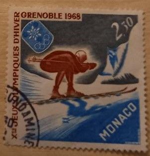 Timbre Monaco Oblit?R?,Jeux Olympiques De Grenoble, 1968, 2,30 Francs