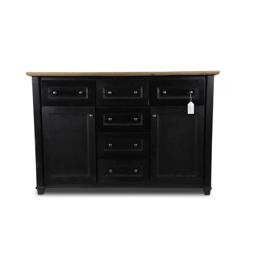 Buffet 6 Tiroirs Bois Noir 142x49x95.5cm - Bois, Mdf