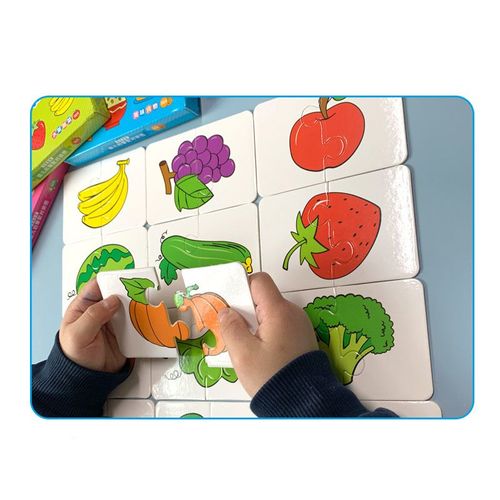 Fruit et légume - Cartes Montessori pour tout petit, 32 pièces, Jeu assorti, Jouets de Puzzle de dessin animé, Cadeau'entraînement cognitif
