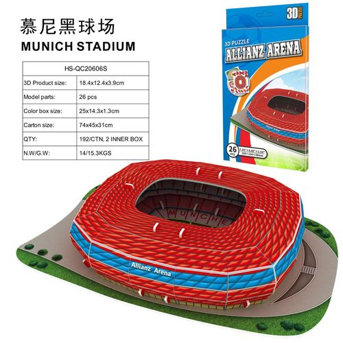 GérGifts Puzzle en papier 3D pour enfants, Stade de terrain de football, Assemblage de modèles de construction de stade, Bricolage
