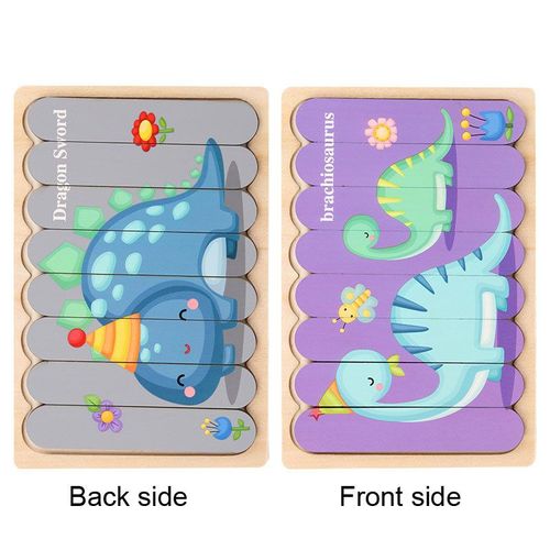 Dinosaure - Jeu De Puzzle Montessori En Bois Pour Enfants De 1, 2 Et 3 Ans, 3d, Dessins Animés, Animaux, Bébés