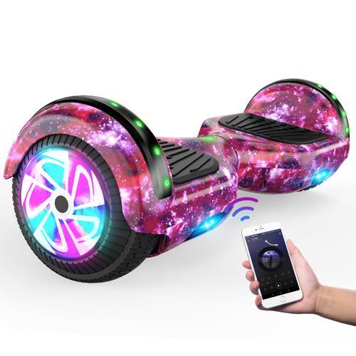 Hoverboard 6.5'' Hy-A02c, Bluetooth + Lumière Led, Autonomie 7-8km, Vitesse Maximale 10km/H, Batterie 18v/2.6ah, Violet