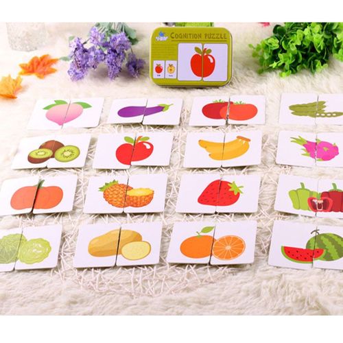 Fruits-TJ108 - Jeu de Puzzle Montessori pour enfants, Jouets animaux, Camion à fruits, Carte graphique, Jeux assortis, Pour garçons et filles de 1, 2 et 3 ans