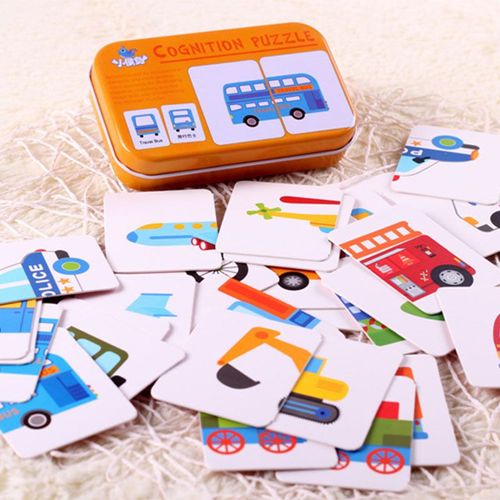 Véhicule-TJ107 - Jeu de Puzzle Montessori pour enfants, Jouets animaux, Camion à fruits, Carte graphique, Jeux assortis, Pour garçons et filles de 1, 2 et 3 ans