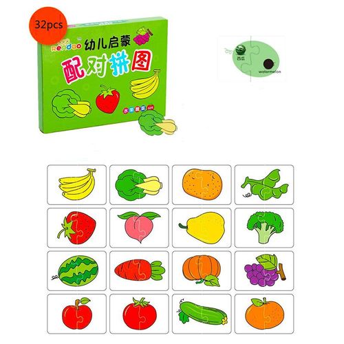 Fruits-400384M - Jeu de Puzzle Montessori pour enfants, Jouets animaux, Camion à fruits, Carte graphique, Jeux assortis, Pour garçons et filles de 1, 2 et 3 ans