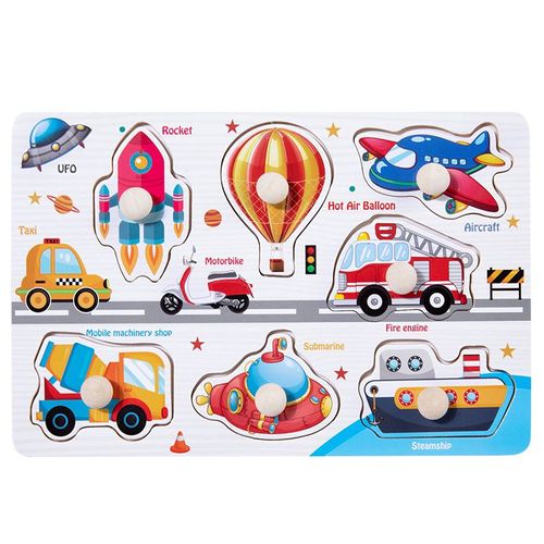 Voiture de circulation-400701 - Jeu de Puzzle Montessori pour enfants, Jouets animaux, Camion à fruits, Carte graphique, Jeux assortis, Pour garçons et filles de 1, 2 et 3 ans